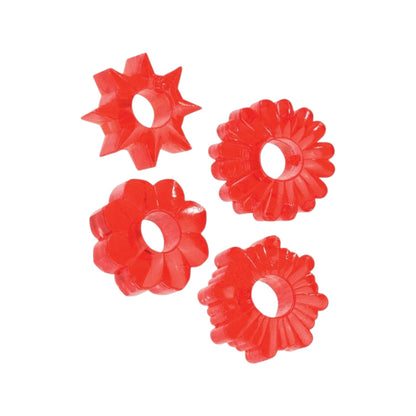 Super-Stretchy Rojo: El Set de 4 Anillos Rojos